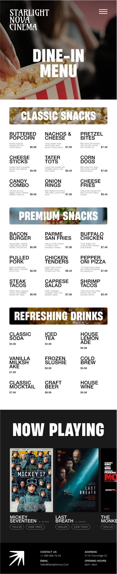 Food Menu Page - Mobile